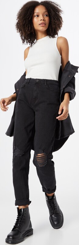 PIECES Tapered Jeans 'Kesia' in Schwarz