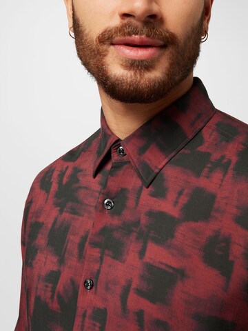 HUGO Red Slim fit Button Up Shirt 'Ermo' in Brown