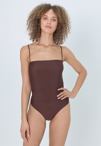 LSCN by LASCANA Bandeau Swimsuit in Brown: front