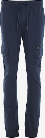 Threadbare Tapered Cargo Pants in Blue: front