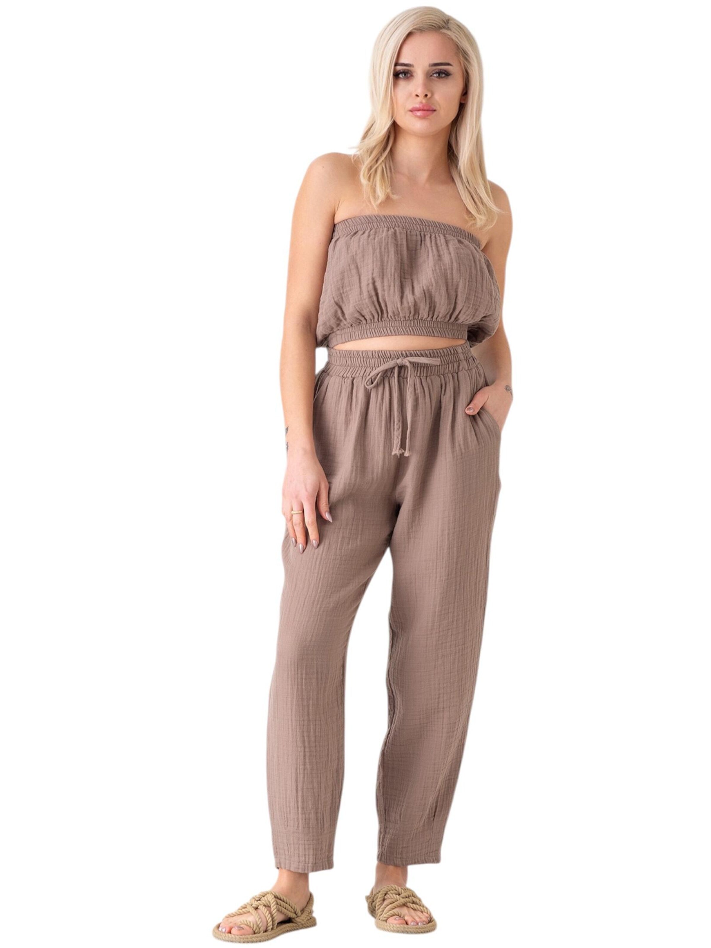 Wide Leg Pantalon 'Eluna' WENOR en beige : devant