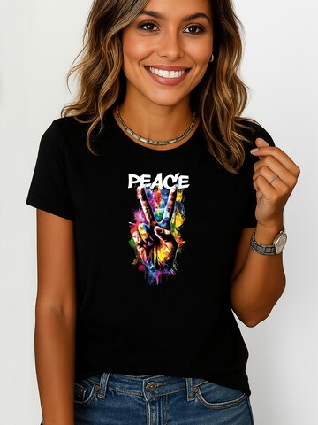 RMK Shirt 'Peace'‌‌‌‌ in Schwarz: Vorderseite