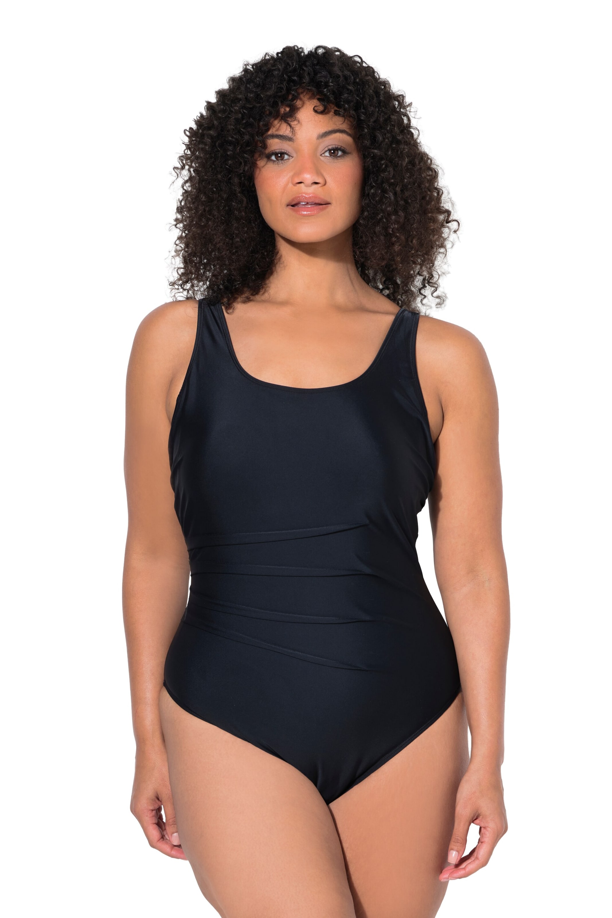 Ulla Popken Bralette Swimsuit in Black: front