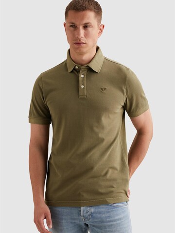 PME Legend Shirt 'Polo shirt with garment-dye wash in piqué' in Groen: voorkant