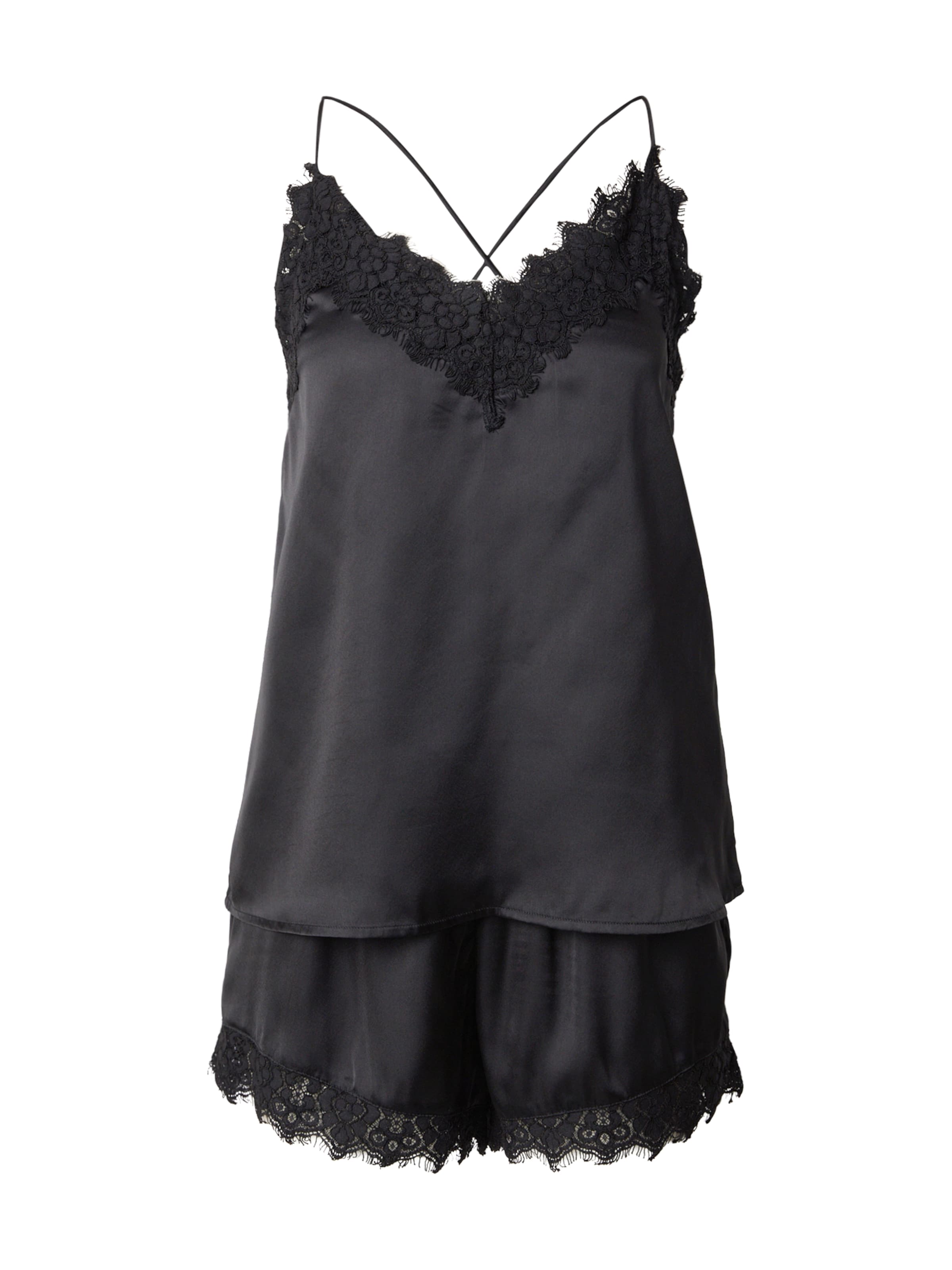 PIECESPidžama - crna boja: prednji dio