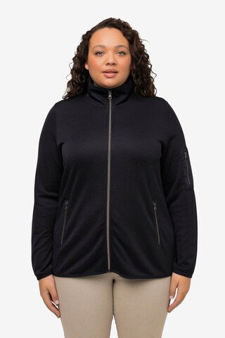 Ulla Popken Zip-Up Hoodie in Blue: front