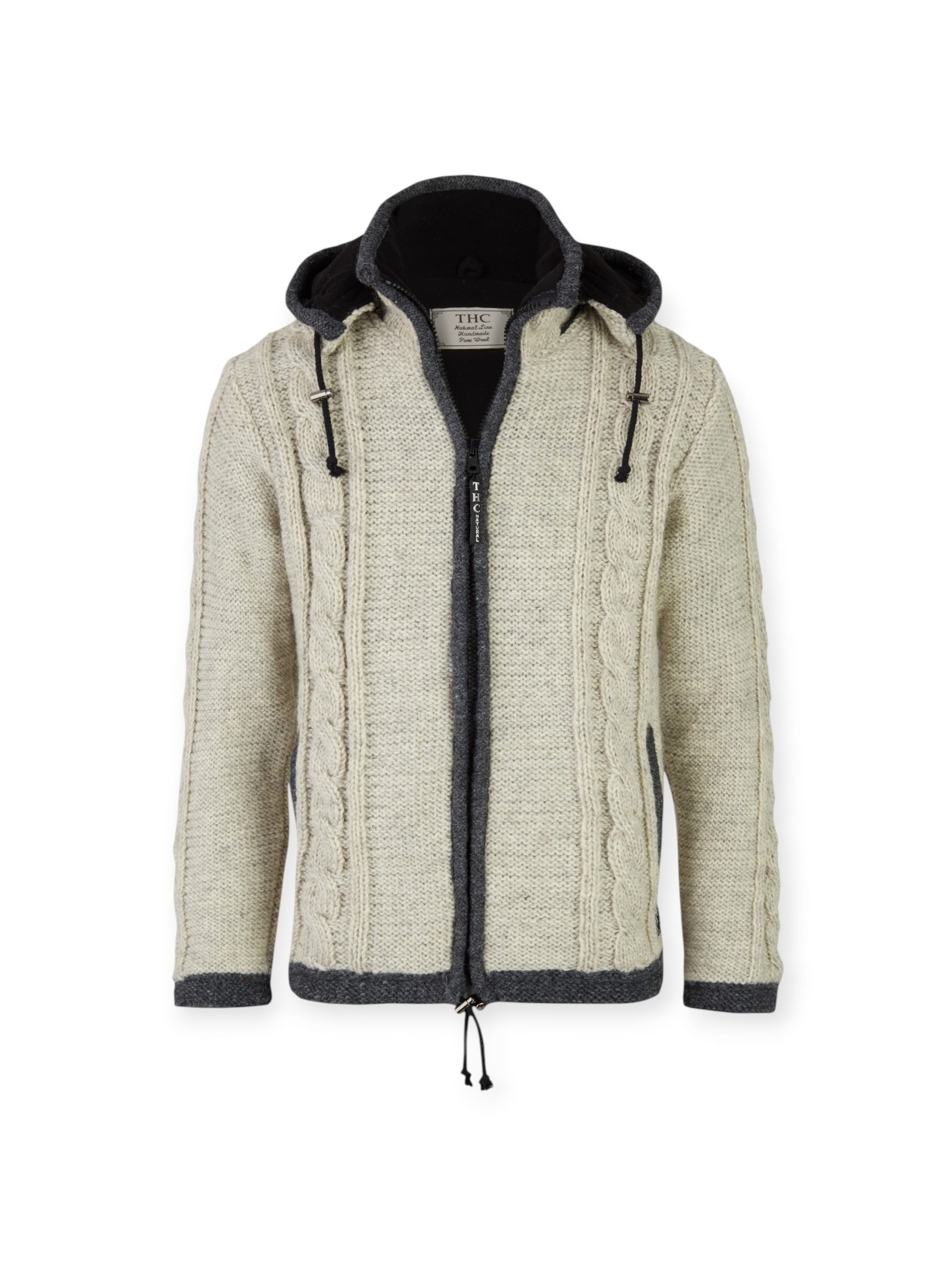 THC Natural Line Knit Cardigan 'THC 850' in White: front