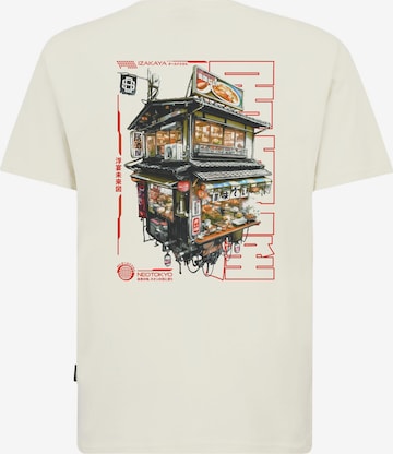 Oldskull Shirt 'Asian Neo Tokyo Floating Izakaya Graphic' in White: front