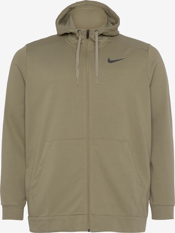 NIKE Athletic Zip-Up Hoodie in Green: front