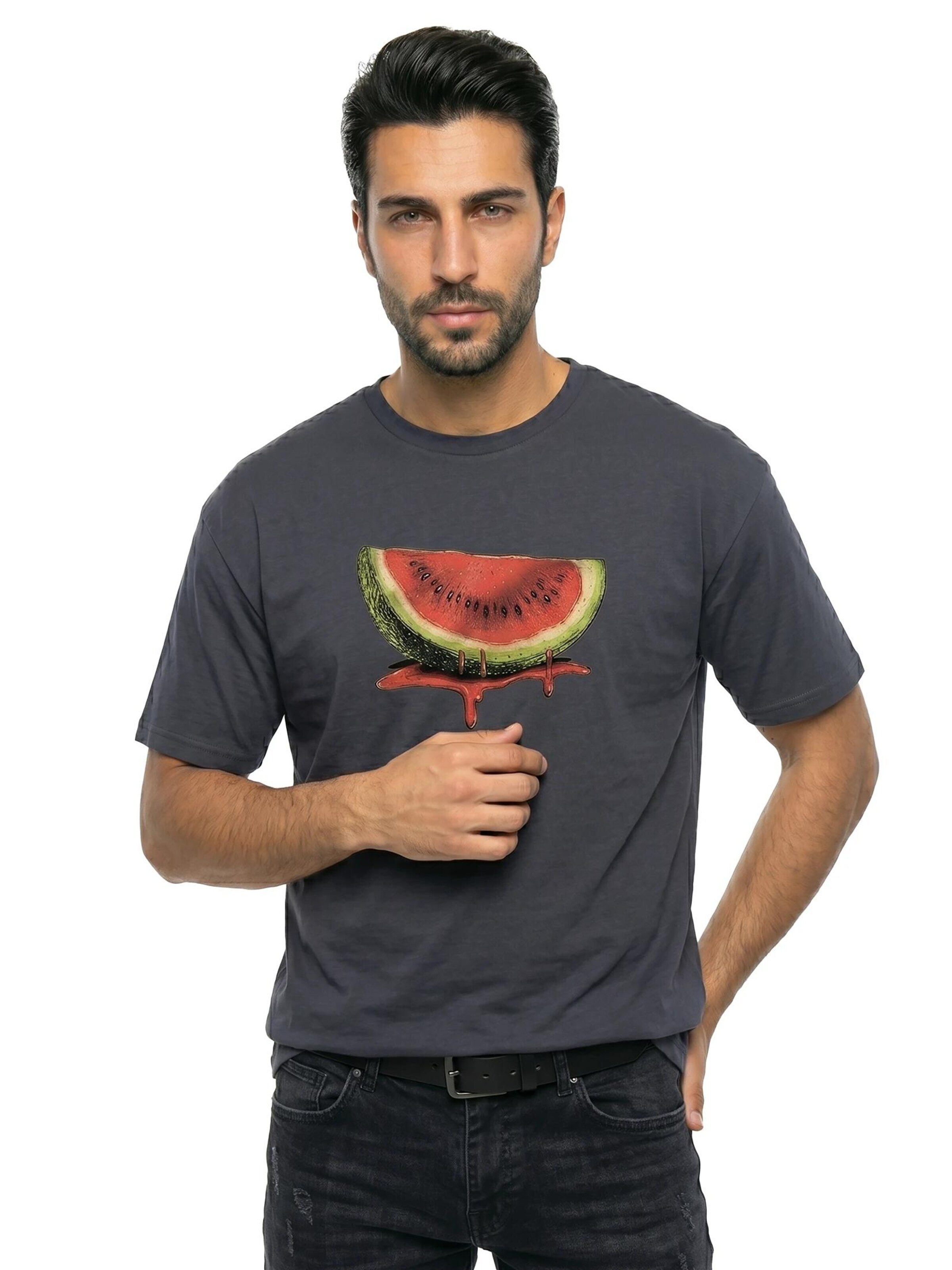 MAKAYA Shirt 'Watermelon' in Grey