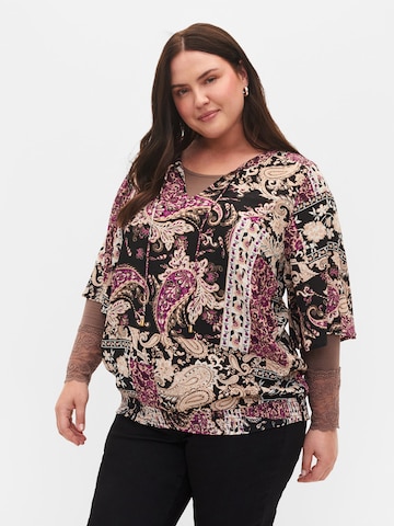 Zizzi Blouse 'MISSA' in Zwart: voorkant