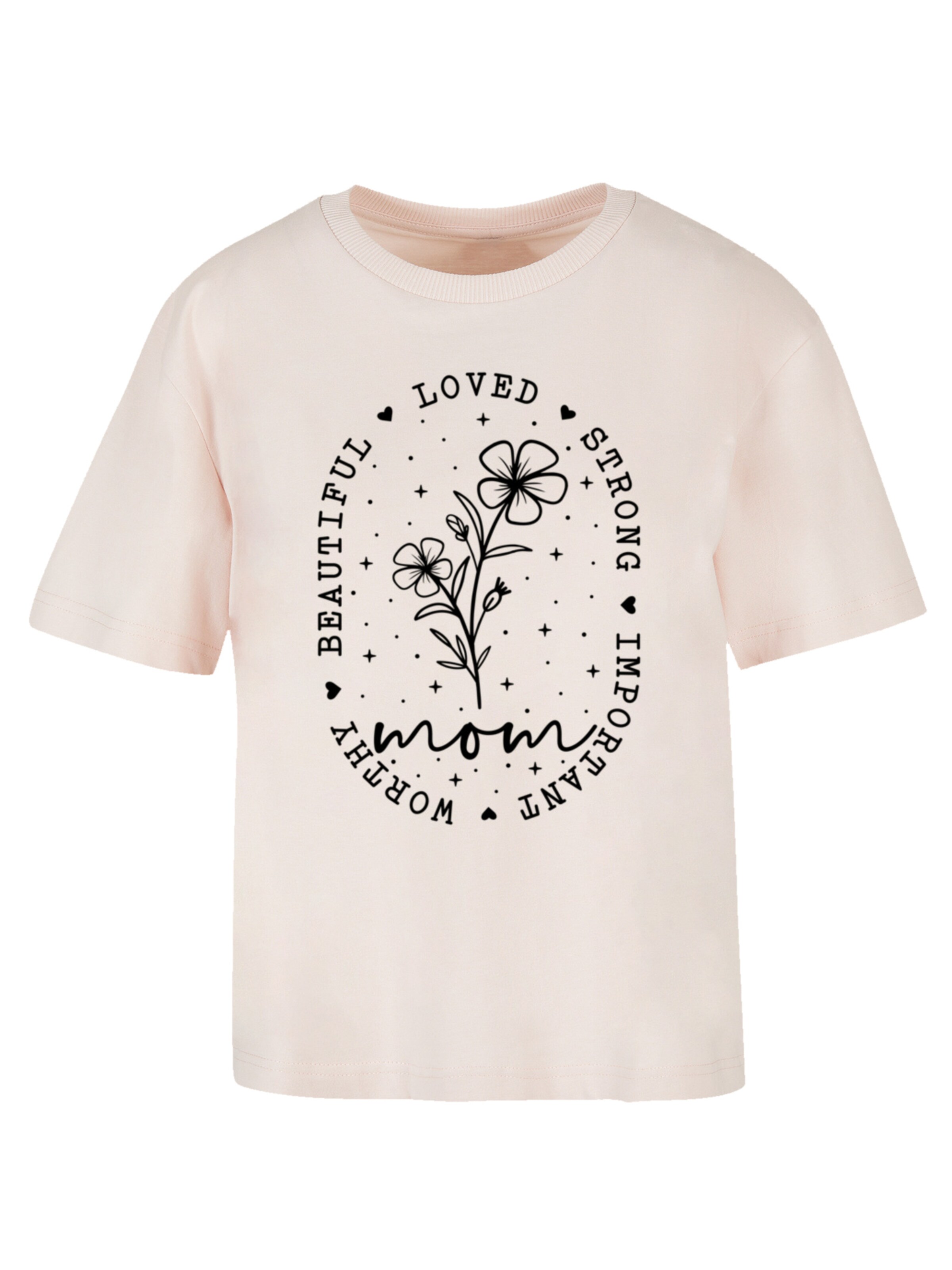 F4NT4STIC T-Shirt 'Mothers Day Black Art Print for Mom Best Mom Ever' in Pink: Vorderseite