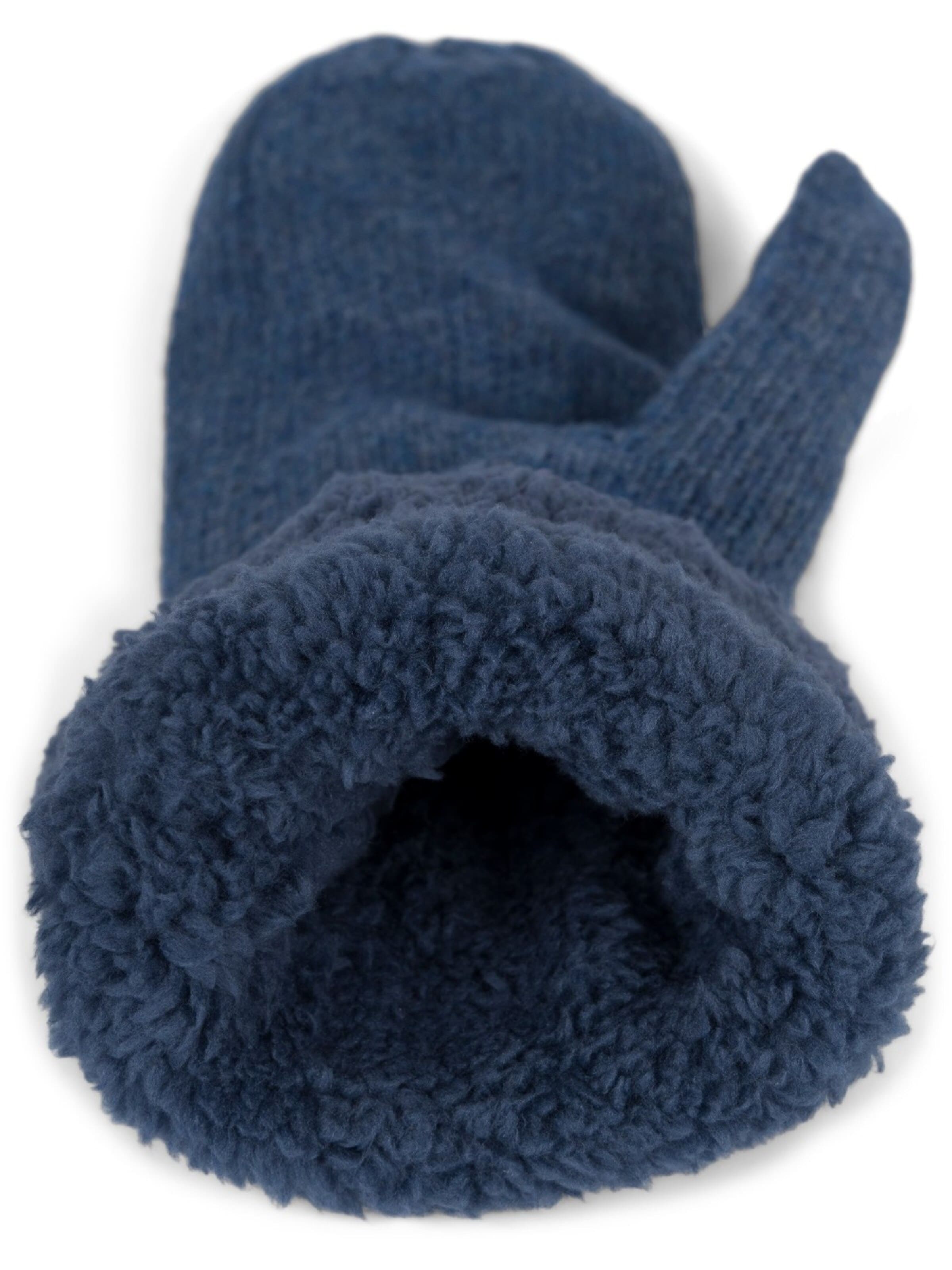 styleBREAKER Mittens 'Strickhandschuhe Fäustlinge mit Strass und Perlen' in Blue