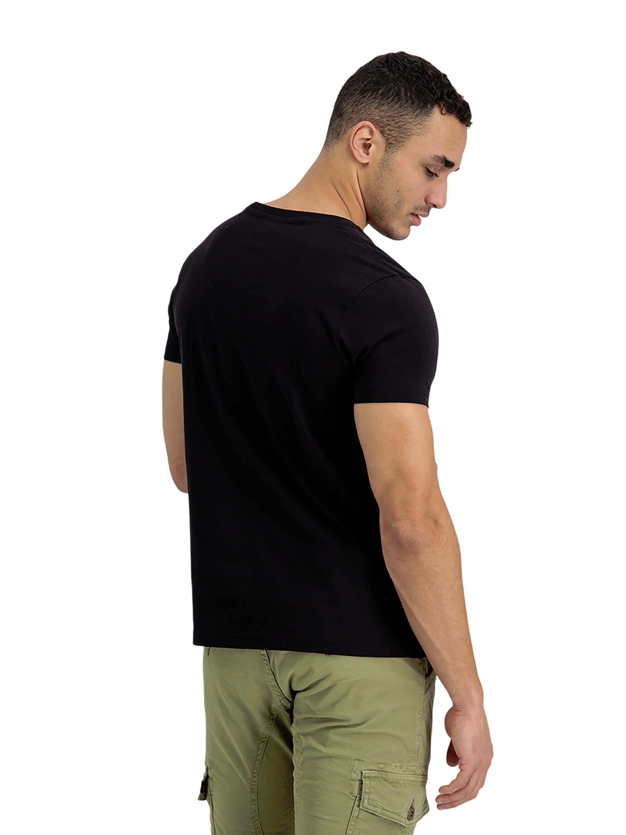 ALPHA INDUSTRIES Shirt 'Basic ML Foil Print'‌‌ in Schwarz