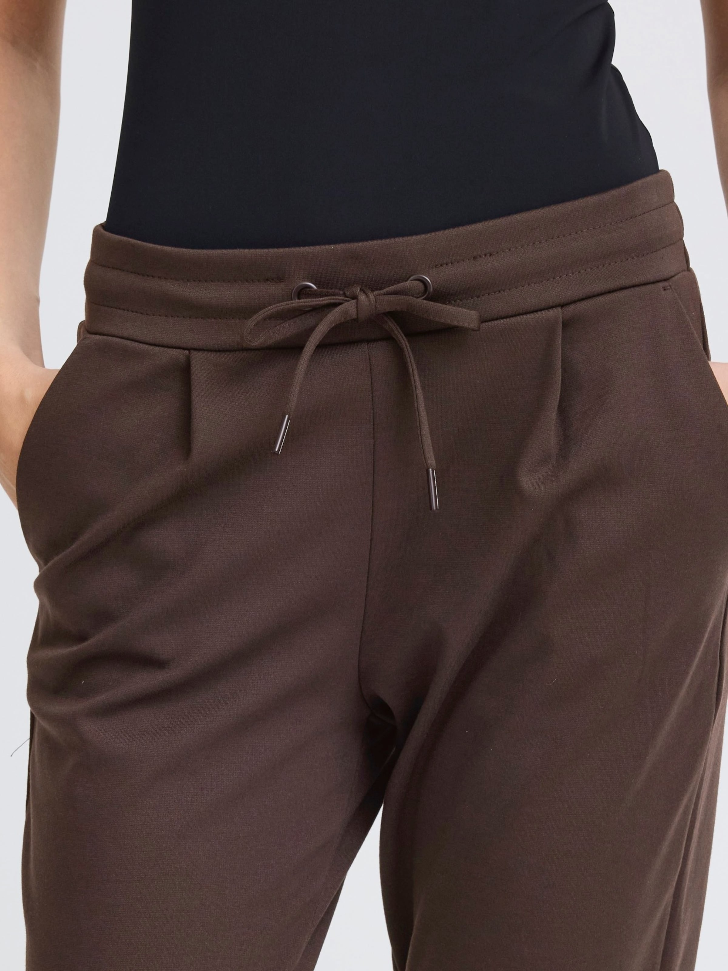 ICHI Tapered Pleat-front trousers 'IHKATE' in Brown