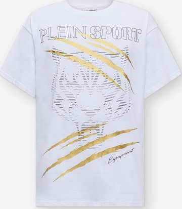 Plein Sport Футболка 'Tiger Golden Scratch' в Белый: спереди