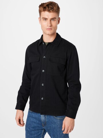 TOM TAILOR DENIM Regular fit Button Up Shirt in Black: front