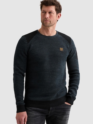 PME Legend Trui 'Pullover in cotton mélange with flight pocket' in Blauw: voorkant
