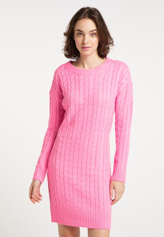 MYMO Stickad klänning i rosa: framsida