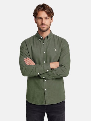 U.S. POLO ASSN. Regular fit Button Up Shirt in Green: front