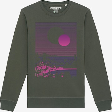 Watapparel Sweatshirt ' Sun and Moon Skyline ' in Groen: voorkant