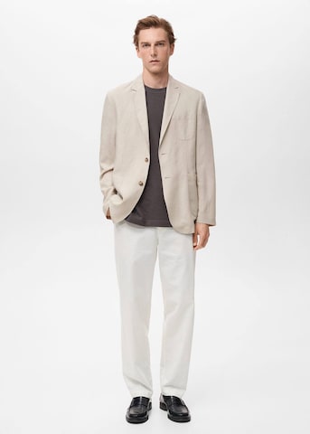 MANGO MAN Slim fit Suit Jacket 'Delave' in Beige