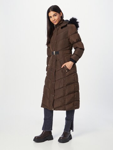 River Island Wintermantel in Bruin: voorkant