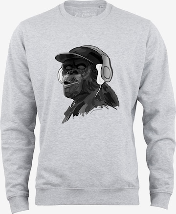 Cotton Prime Sweatshirt 'Monkey mit DJ-Kopfhörer' in Grau: Vorderseite