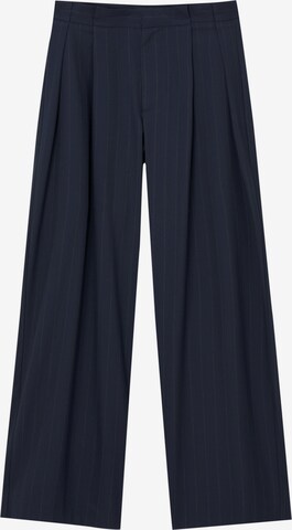 Pull&Bear Wide leg Pleat-Front Pants in Blue: front