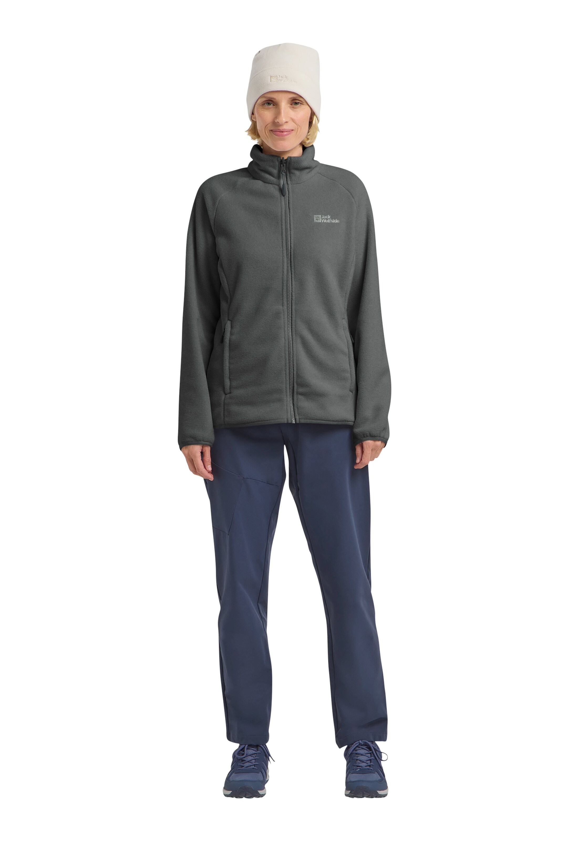 JACK WOLFSKIN Athletic Fleece Jacket in Grey