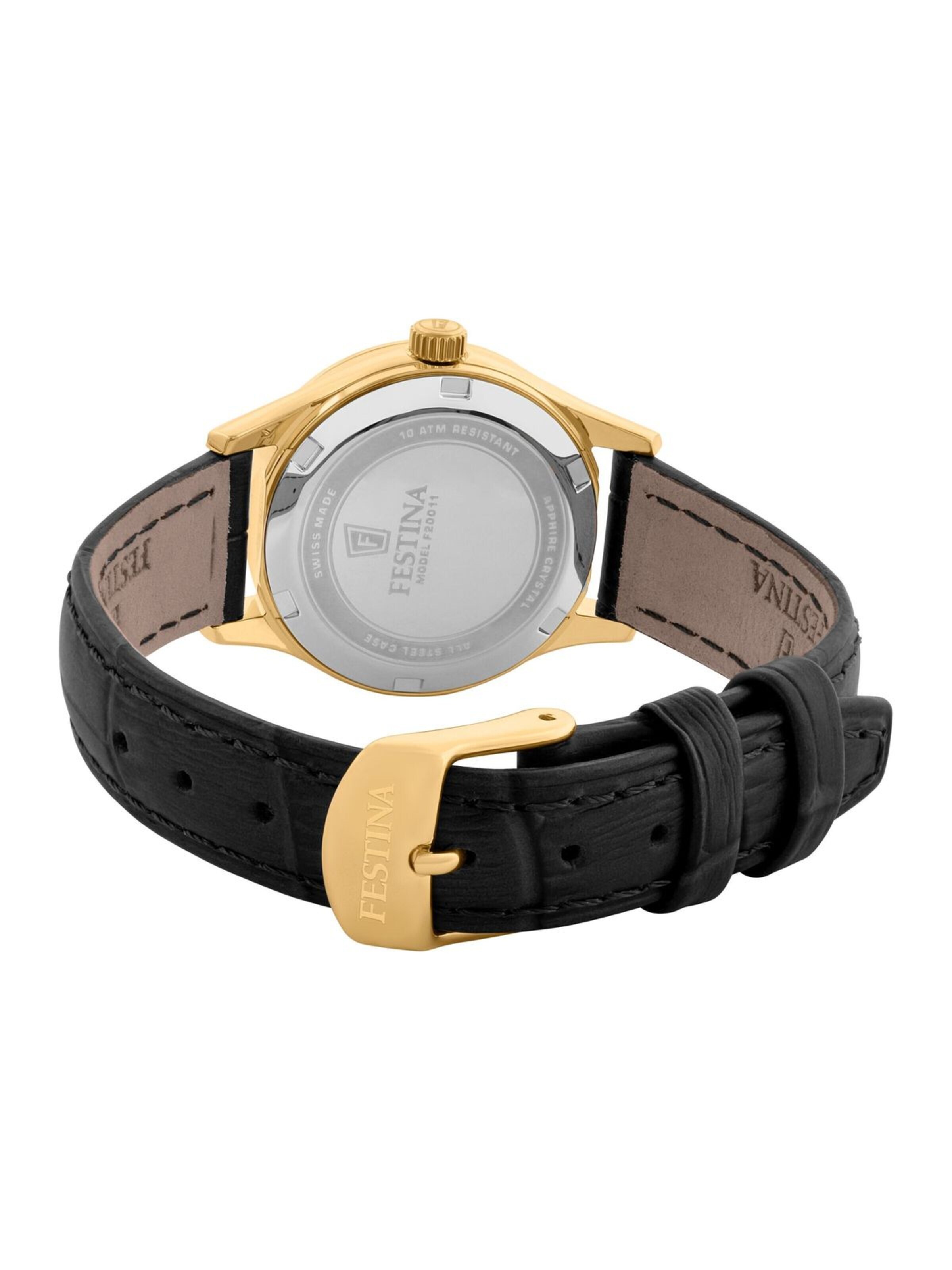 FESTINA Analoog horloge 'Date watch Classic Leather Swiss Made' in Zilver