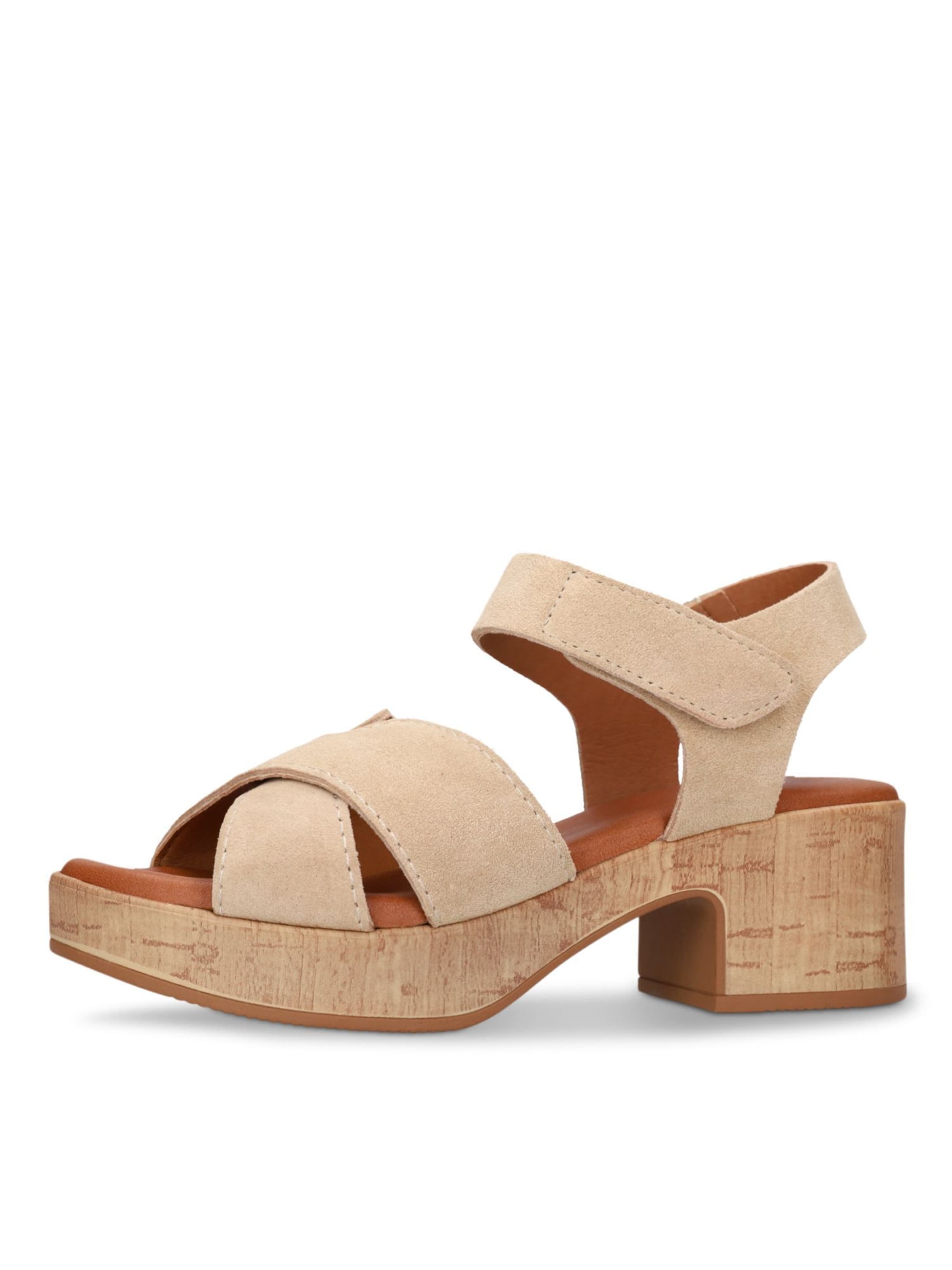 MANFIELD Sandalen met riem in Beige: voorkant