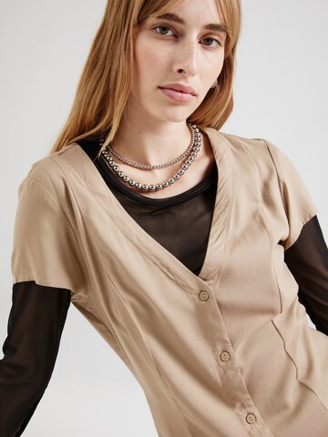 Monki Shirt dress in Beige