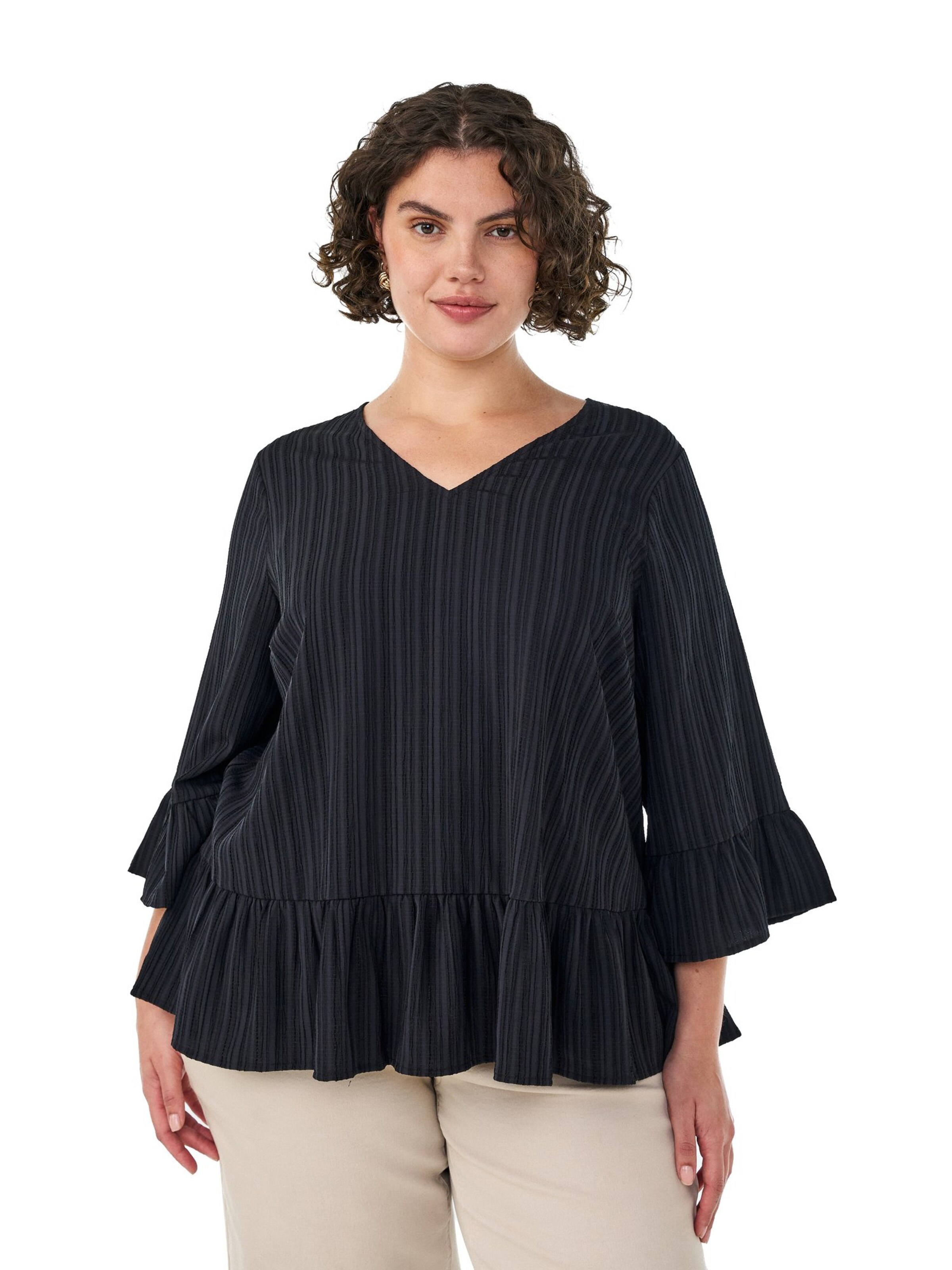 Zizzi Bluse 'MYASHA' i sort: forside