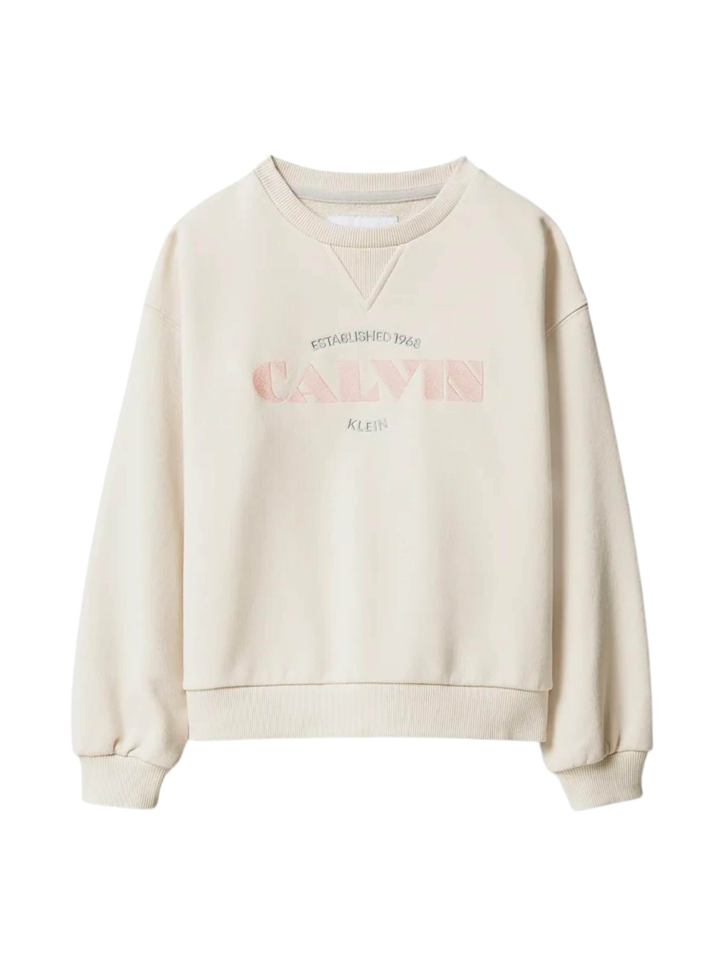 Sweat-shirt Calvin Klein Kids en blanc : devant