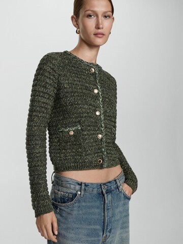 MANGO Knit Cardigan in Green: front