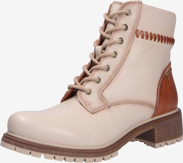 PIKOLINOS Lace-Up Ankle Boots in Beige: front