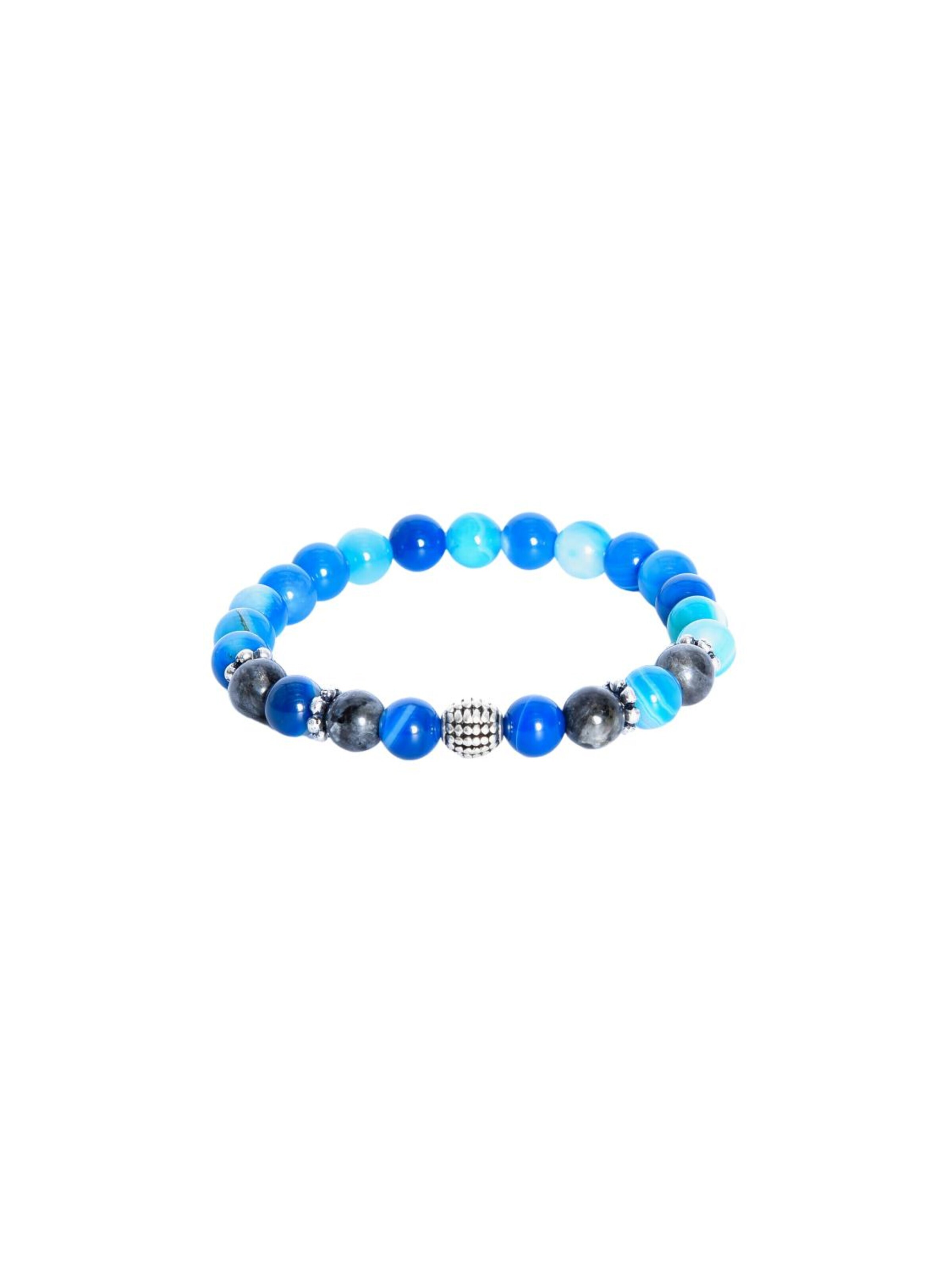 Addicted2 Armband 'WEALTH braccaiale artigianale in argento 925 & pietre tonde, labradorite & giada blue.' in Blauw: voorkant