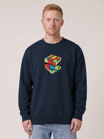 Sweat-shirt 'Pixel Zauberwürfel' Watapparel en bleu : devant