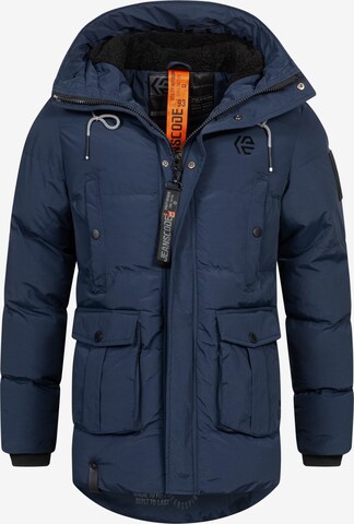 INDICODE JEANS Winter Jacket ' Rene ' in Blue: front