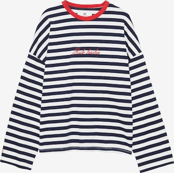 Pull&Bear Oversized paita 'PACIFIC RAYAS' värissä valkoinen: etupuoli