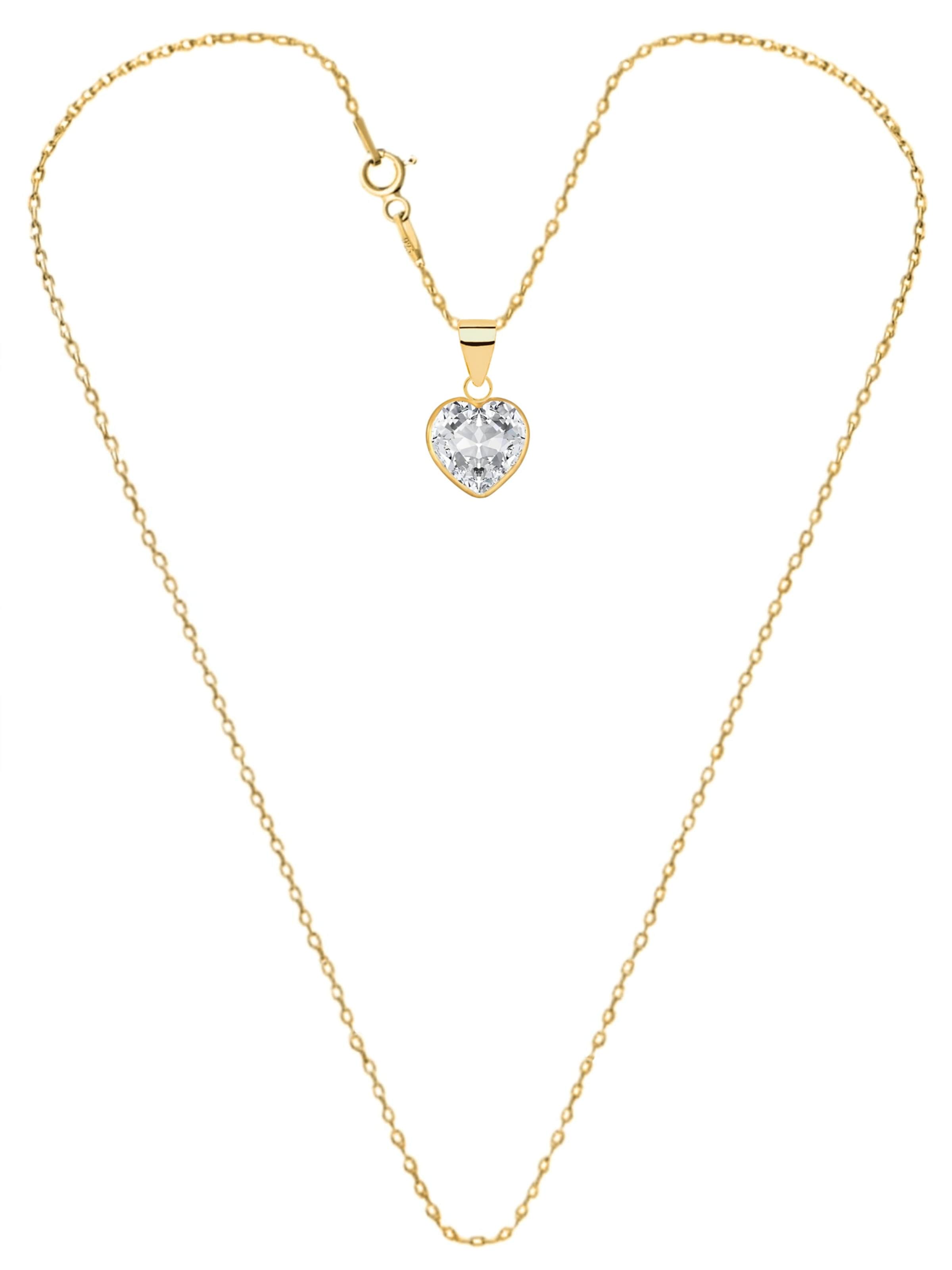 Goldene Hufeisen Kette 'Herz'‌‌ in Gold: Vorderseite