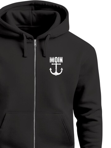 Neverless Zip-Up Hoodie 'Moin Anker' in Black