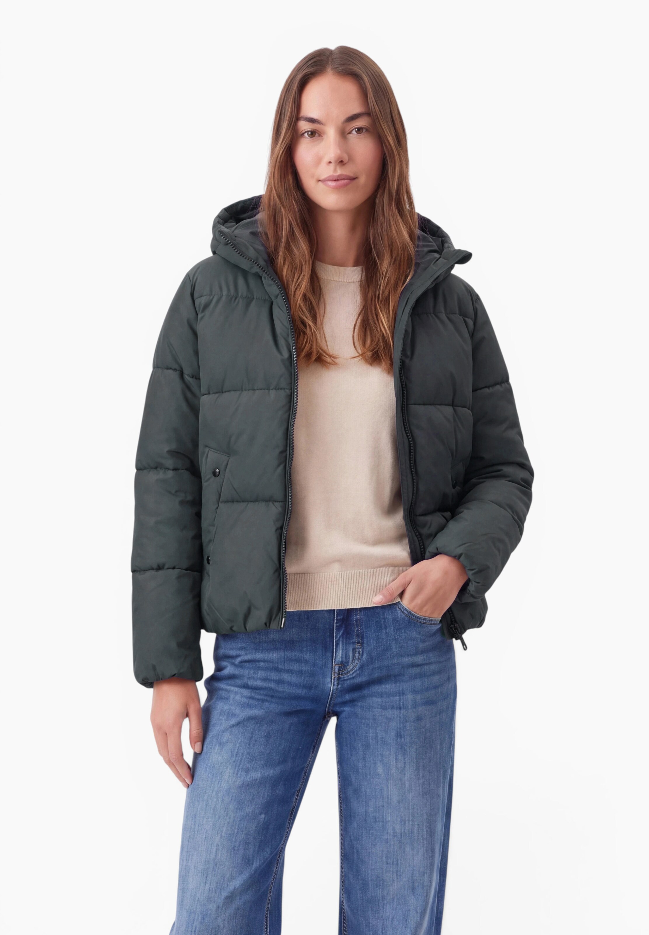 Street One Studio Winter Jacket in Green: front