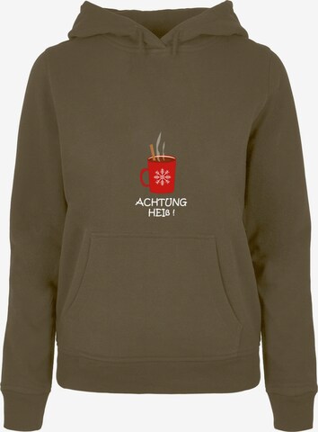 Merchcode Sweatshirt 'Achtung Heiss' in Groen: voorkant