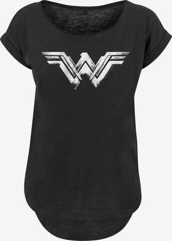 F4NT4STIC Shirt 'DC Comics Wonder Woman Distressed Logo' in Zwart: voorkant