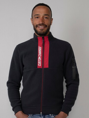 Petrol Industries - Sudadera con cremallera en azul: frente
