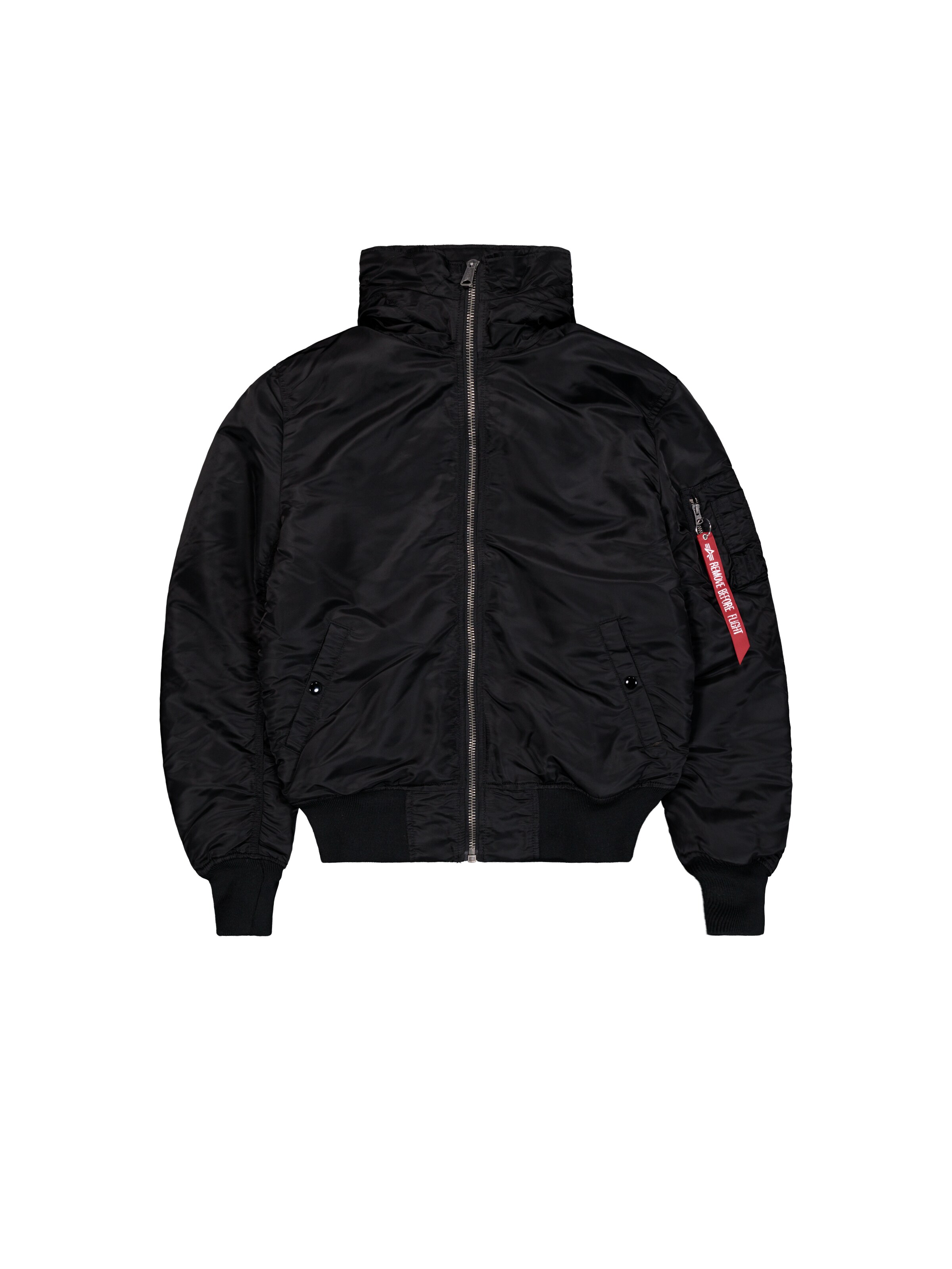 ALPHA INDUSTRIES Between-Season Jacket 'MA-1 Hooded' in Black: front