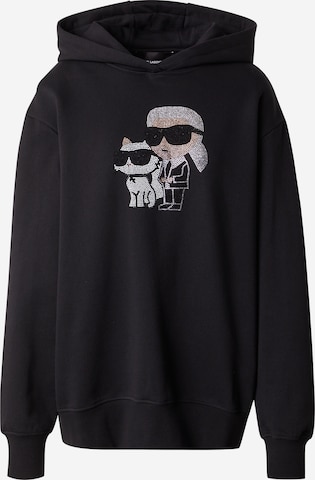 juoda Karl Lagerfeld Megztinis be užsegimo 'Ikon': priekis