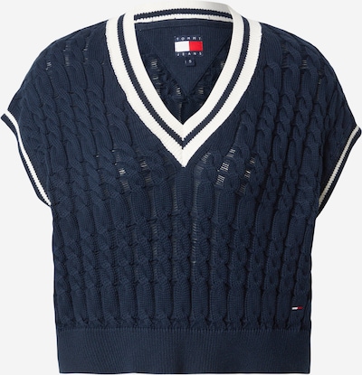 Tommy Jeans Neulepaita 'Cable Oversized Sweater' koossa XS-S värissä laivastonsininen / valkoinen, Tuotenäkymä